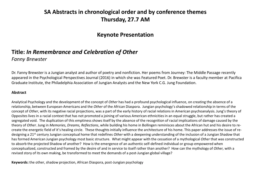 sa abstracts in chronological order