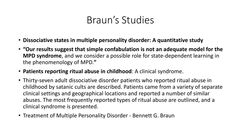 braun s studies