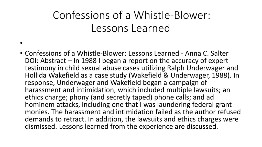 confessions of a whistle blower lessons learned