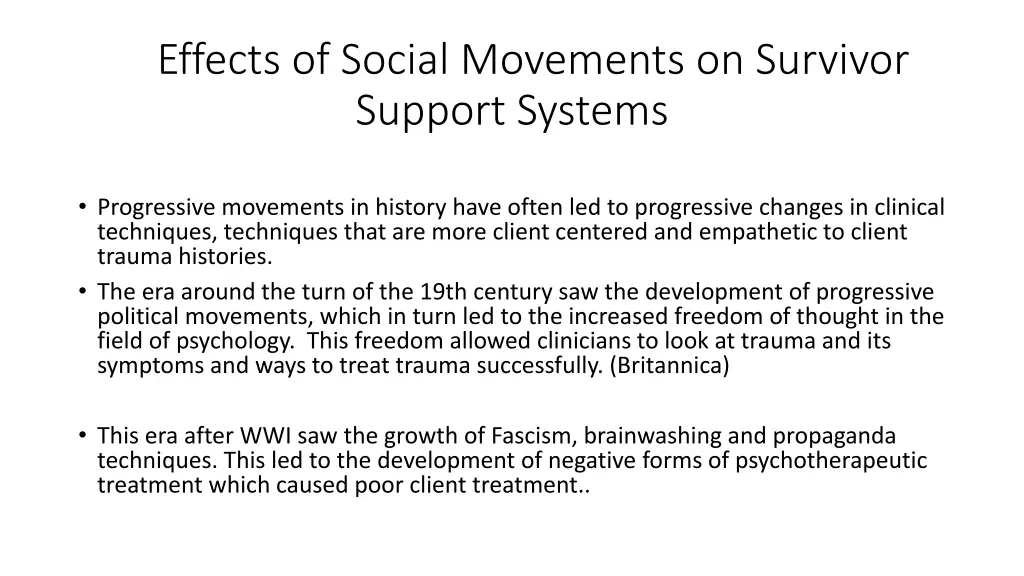 effects of social movements on survivor support