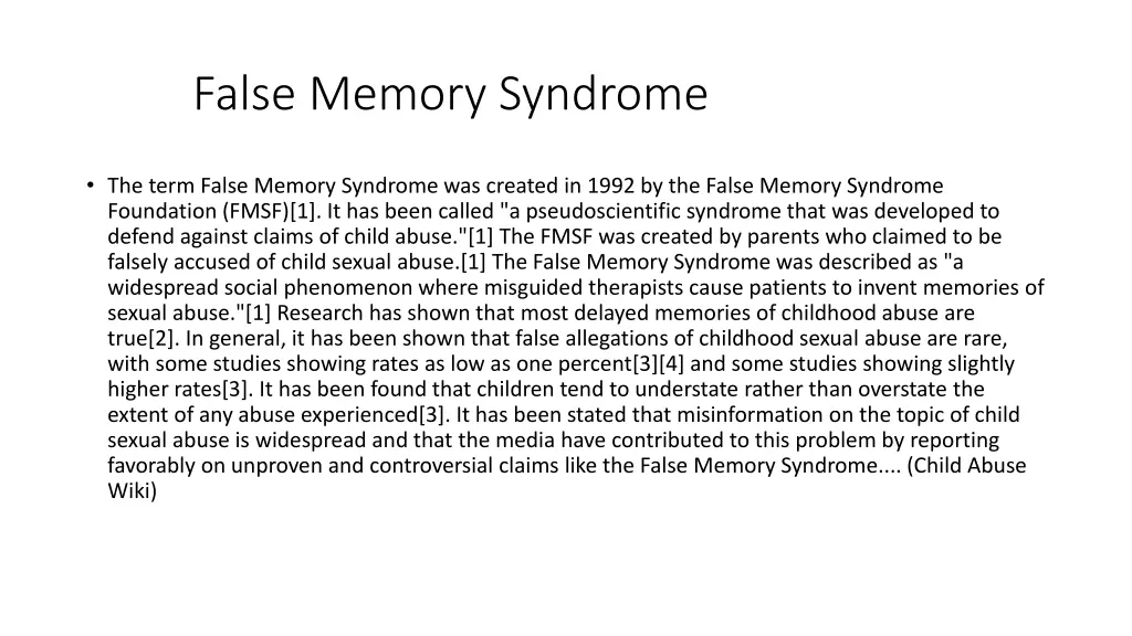 false memory syndrome