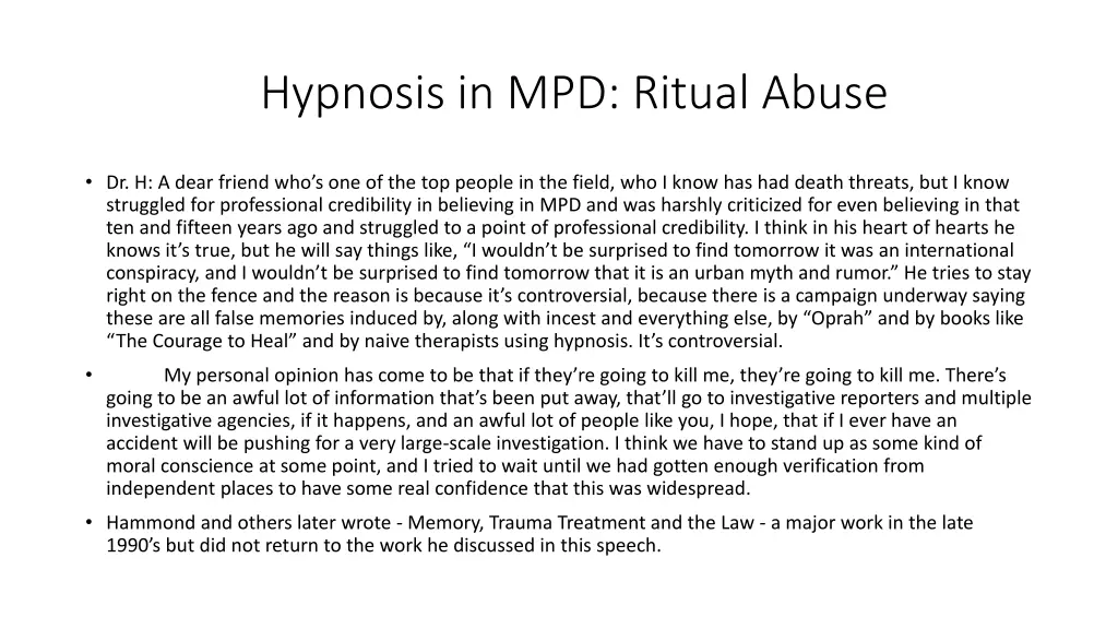 hypnosis in mpd ritual abuse 2