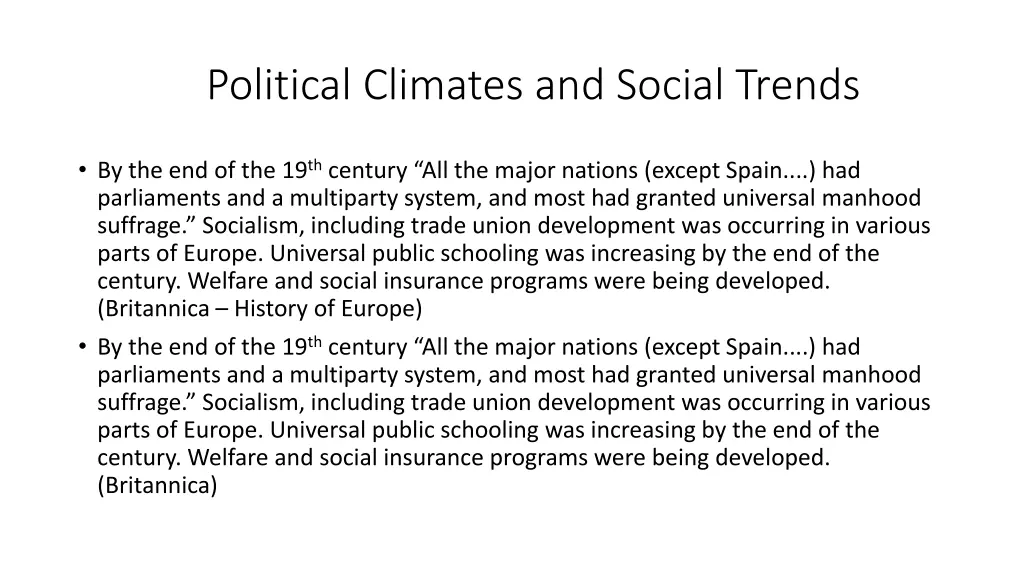 political climates and social trends