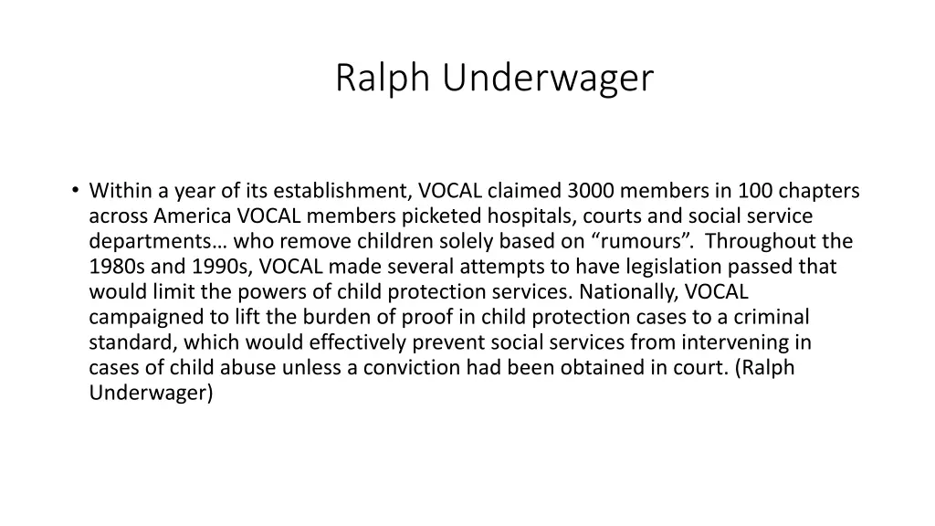 ralph underwager 1