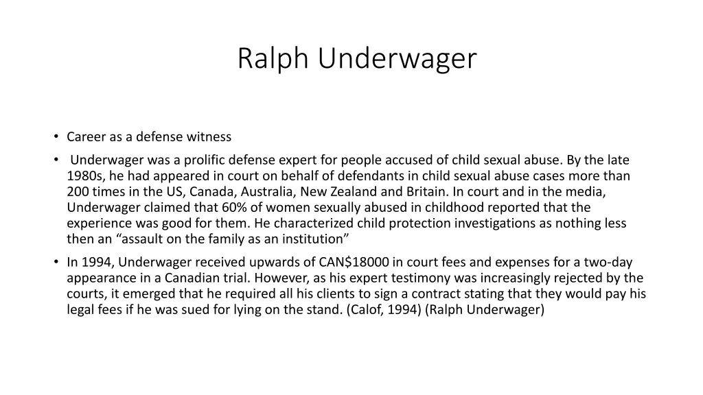 ralph underwager 2