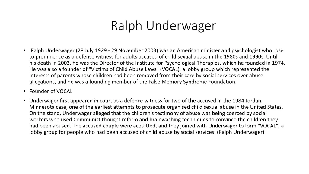 ralph underwager