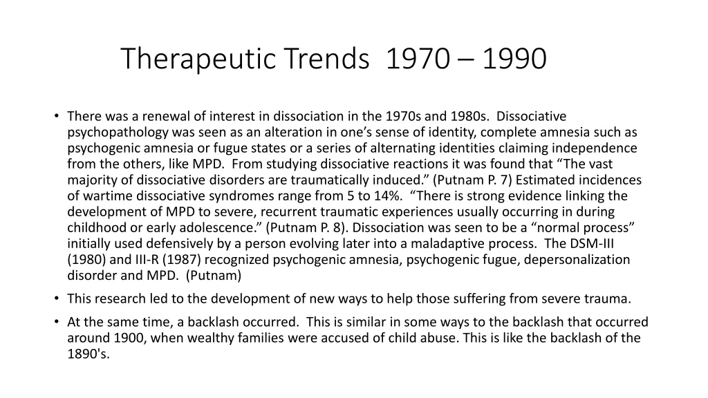 therapeutic trends 1970 1990