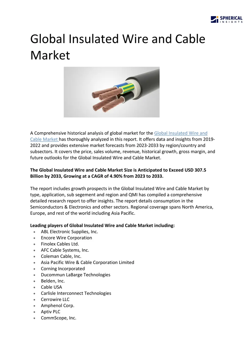 global insulated wire and cable market