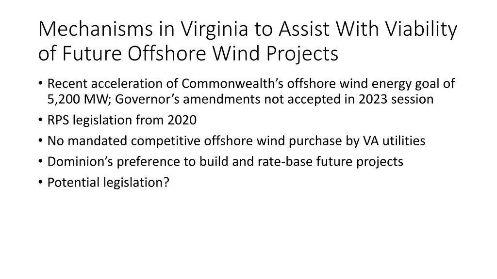 mechanisms in virginia to assist with viability