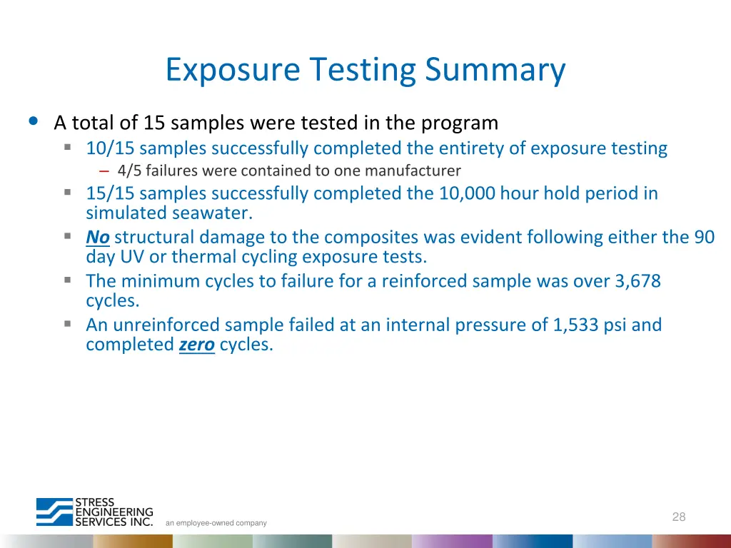 exposure testing summary