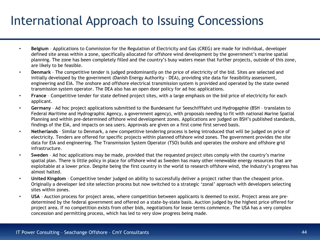 international approach to issuing concessions