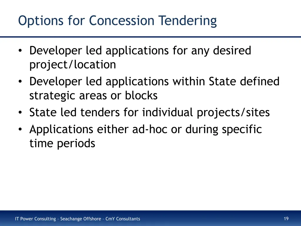 options for concession tendering