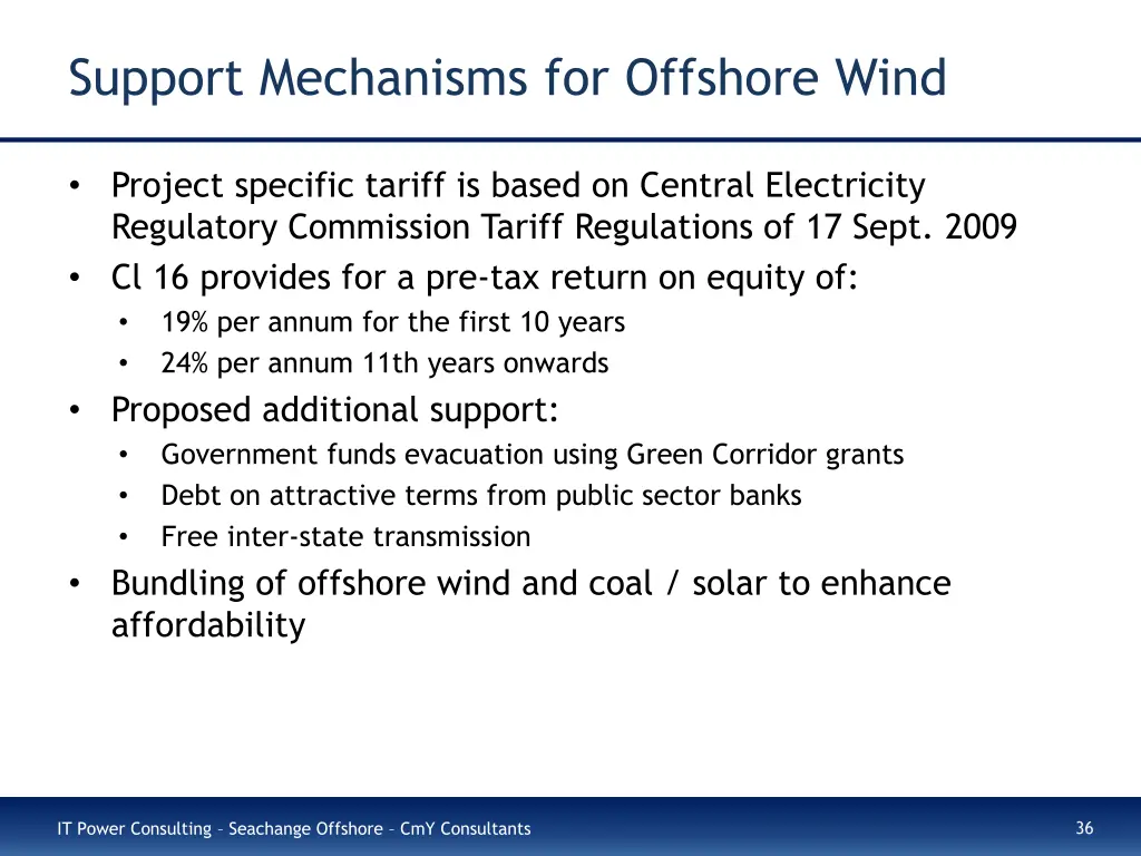 support mechanisms for offshore wind