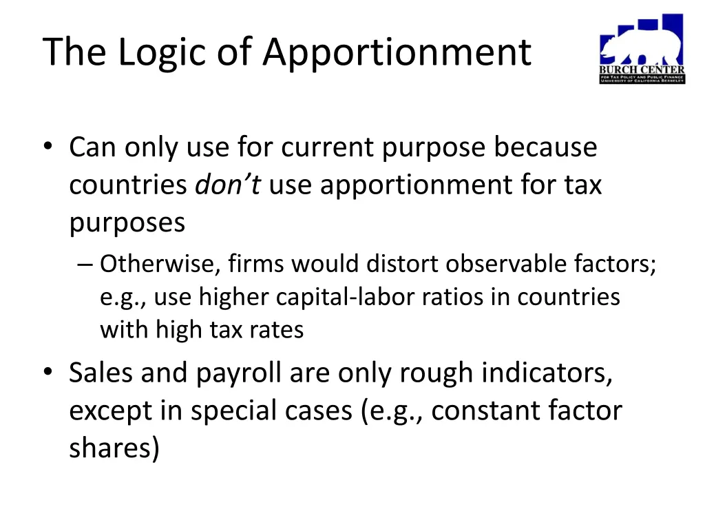 the logic of apportionment 1