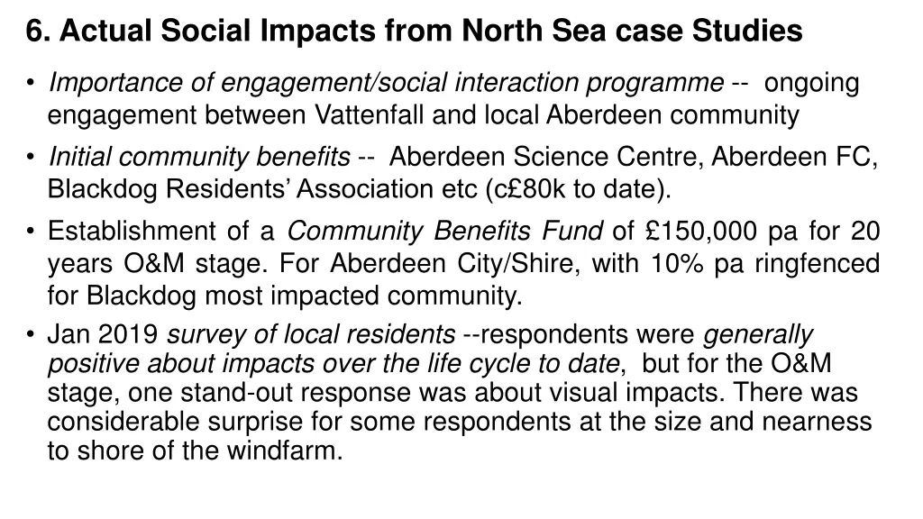 6 actual social impacts from north sea case