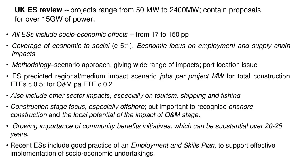 uk es review projects range from 50 mw to 2400mw