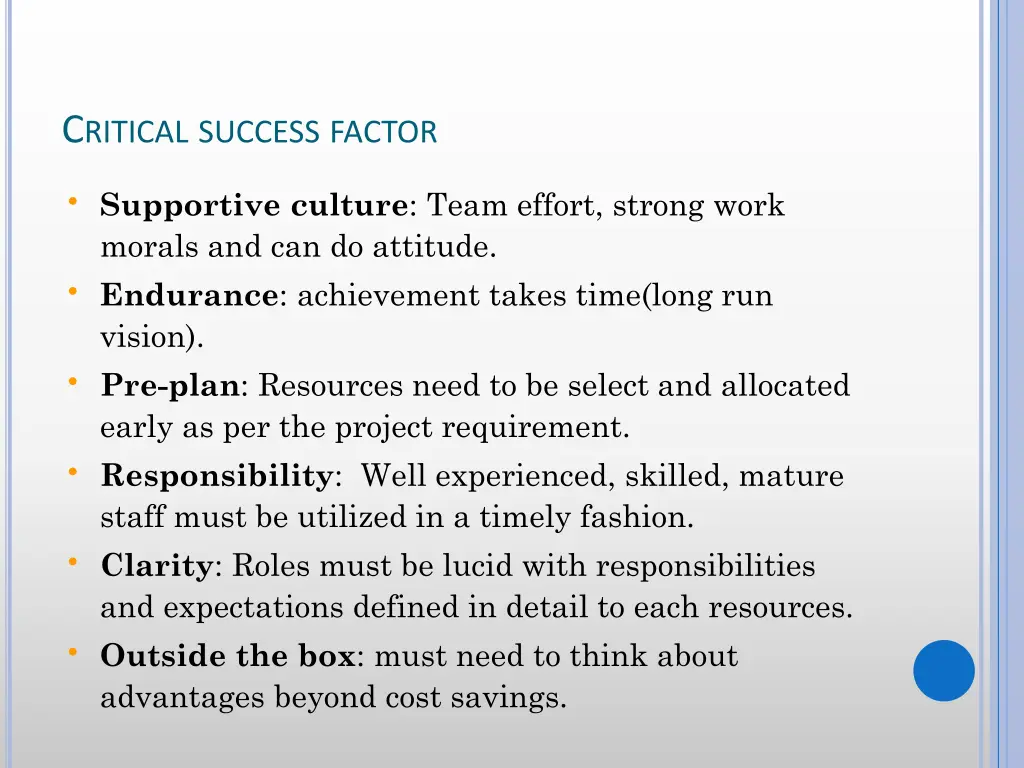 c ritical success factor