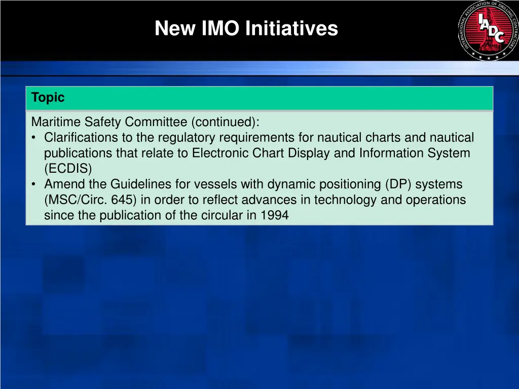 new imo initiatives 1