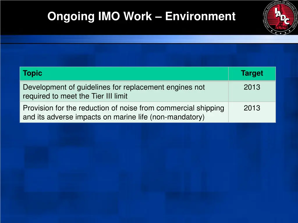 ongoing imo work environment