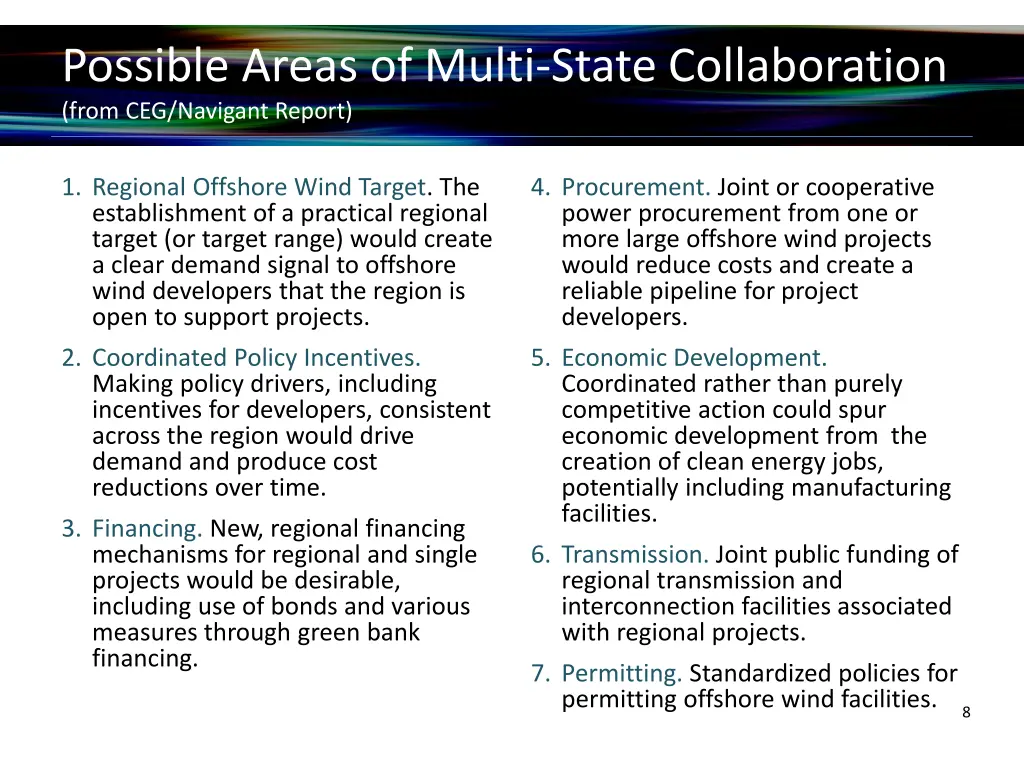 possible areas of multi state collaboration from