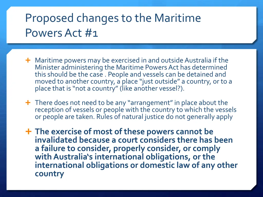 proposed changes to the maritime powers act 1