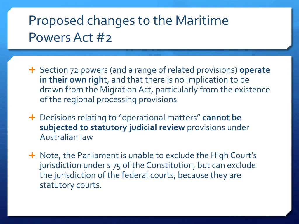 proposed changes to the maritime powers act 2