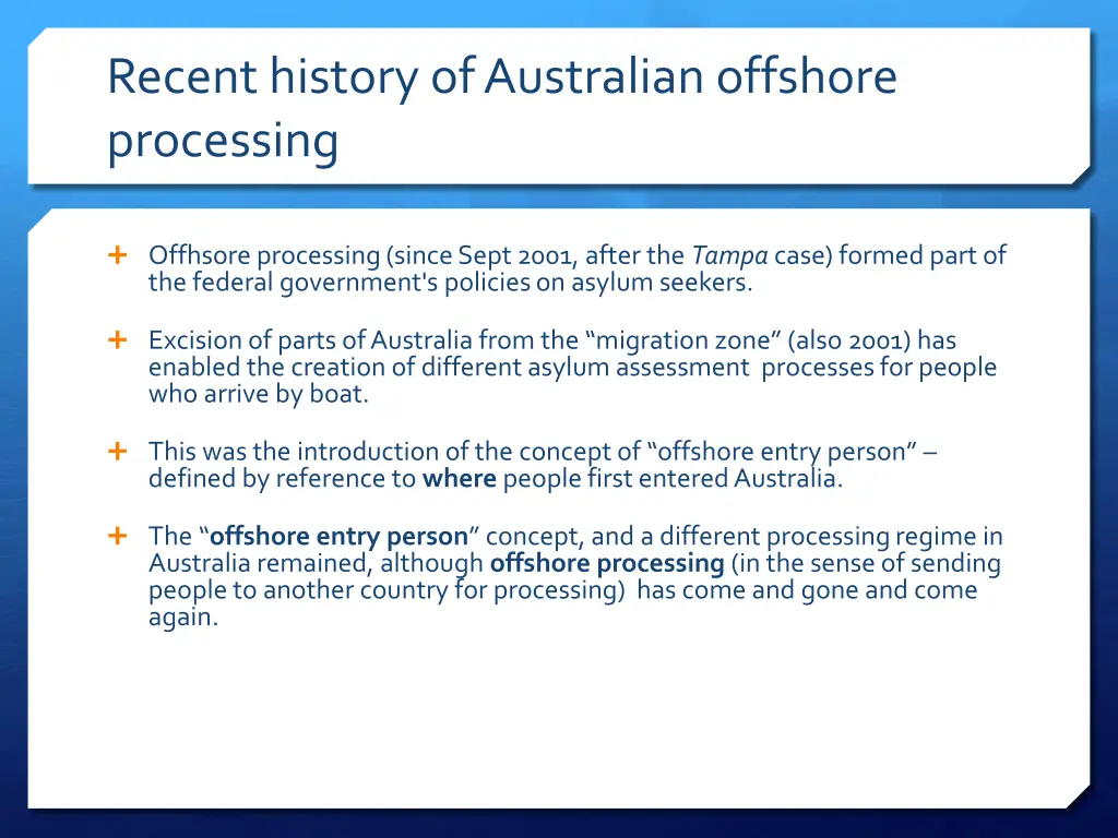 recent history of australian offshore processing