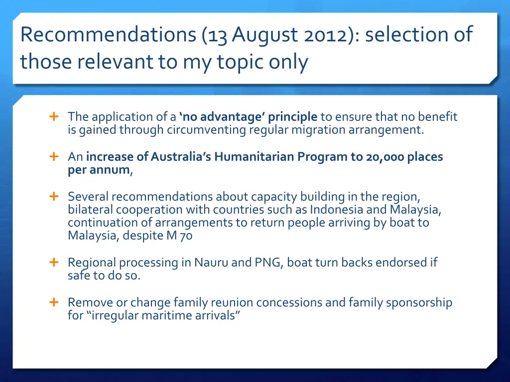 recommendations 13 august 2012 selection of those