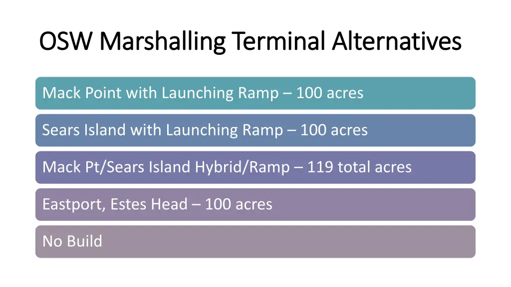 osw marshalling terminal alternatives