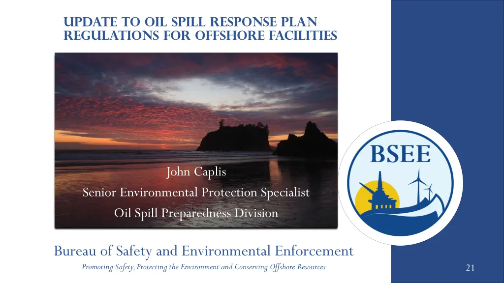 update to oil spill response plan regulations