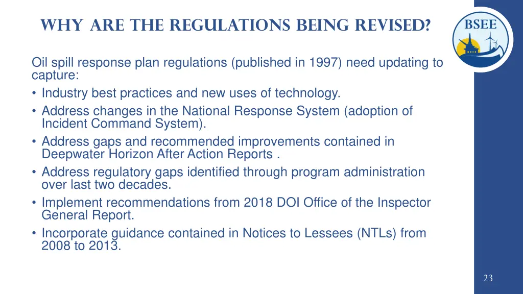 why are the regulations being revised