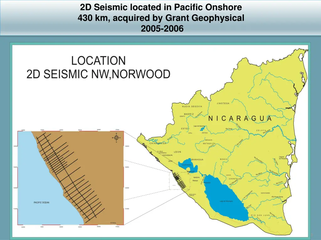 2d seismic located in pacific onshore