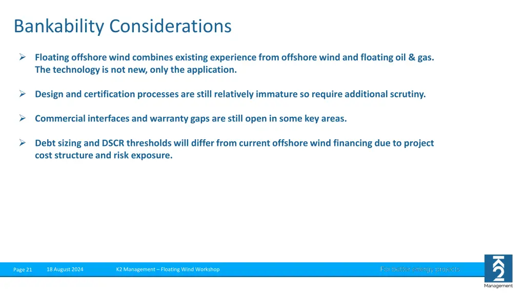 bankability considerations