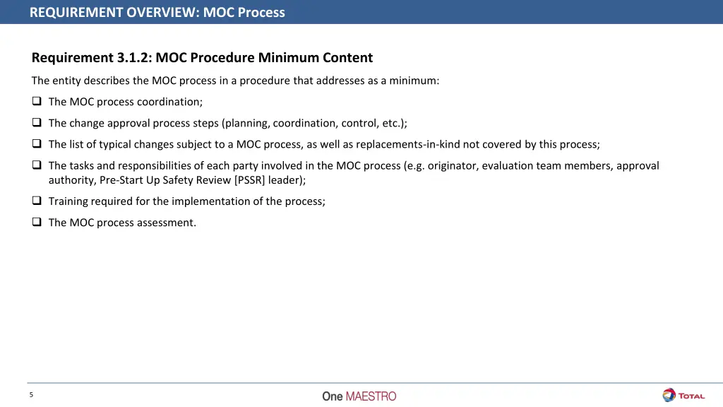 requirement overview moc process 1