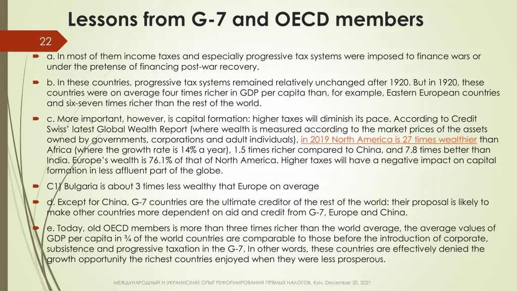 lessons from g 7 and oecd members