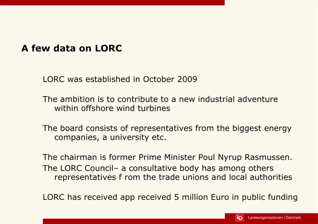 a few data on lorc