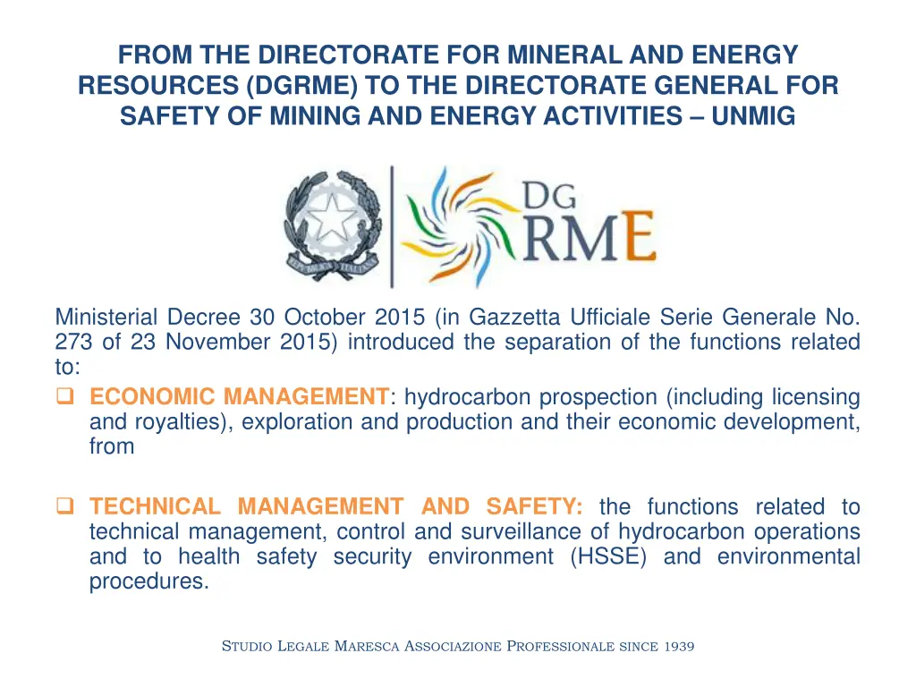 from the directorate for mineral and energy