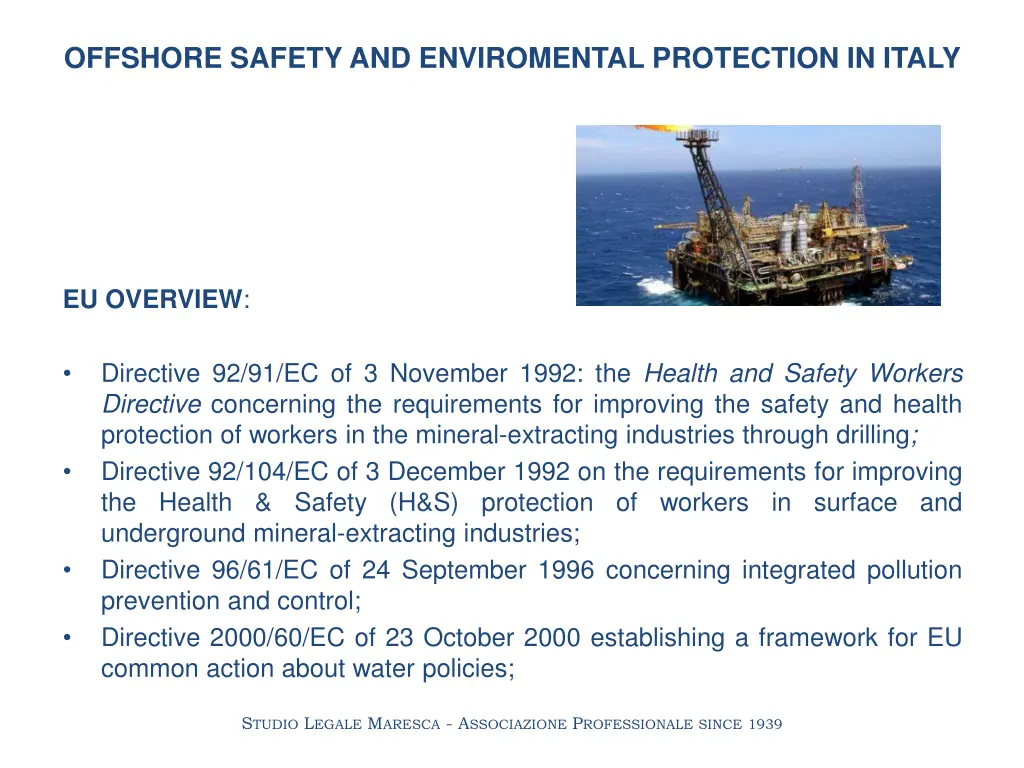 offshore safety and enviromental protection