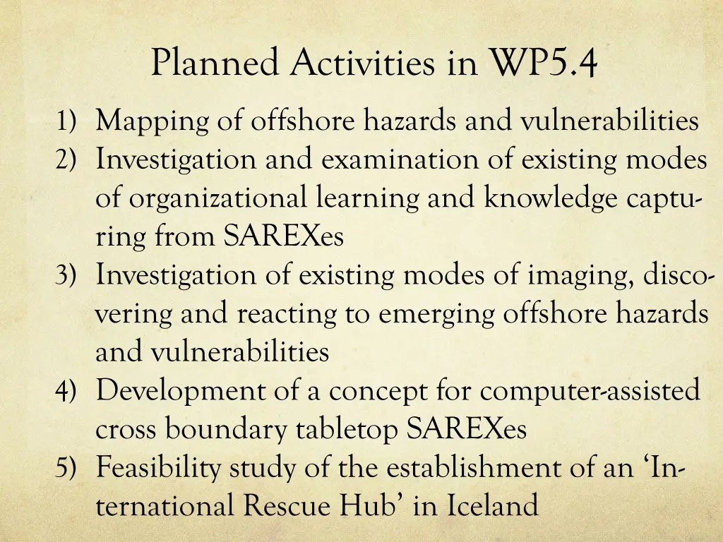 planned activities in wp5 4