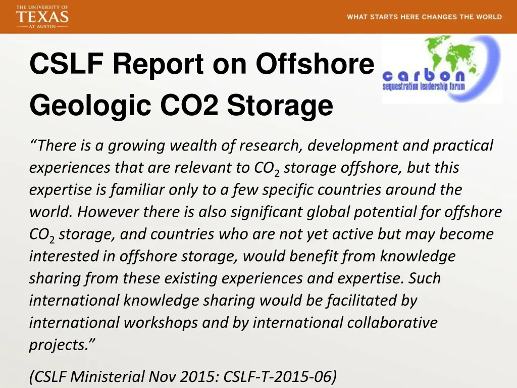 cslf report on offshore geologic co2 storage