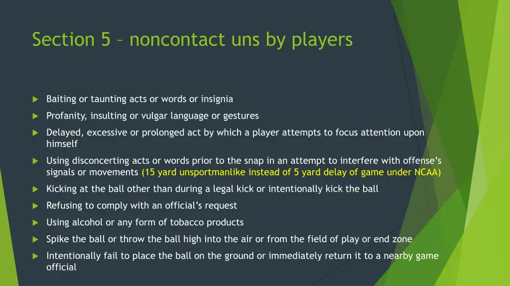 section 5 noncontact uns by players