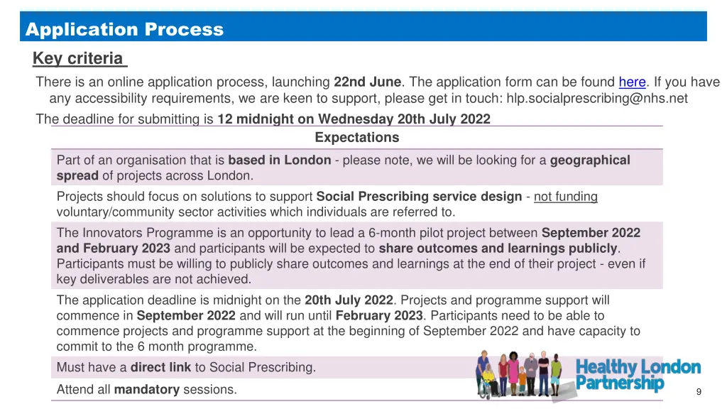 application process key criteria there