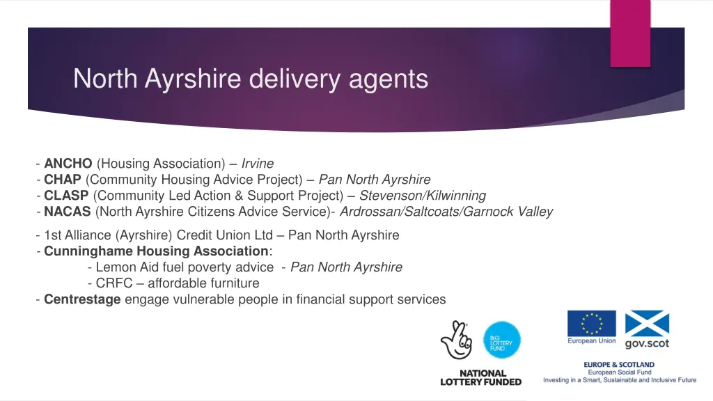 north ayrshire delivery agents