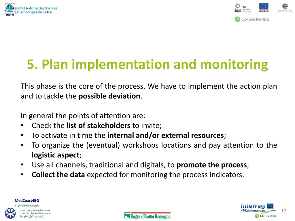 5 plan implementation and monitoring