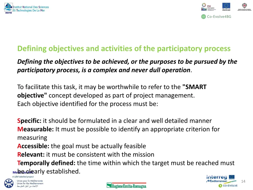 defining objectives and activities