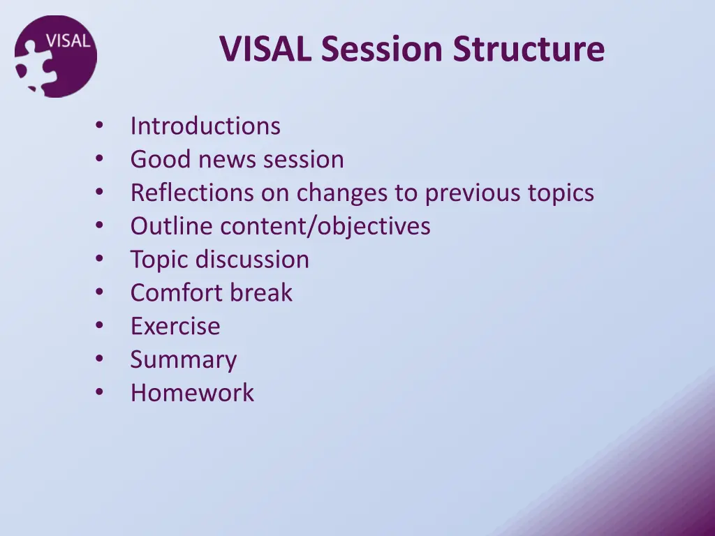 visal session structure