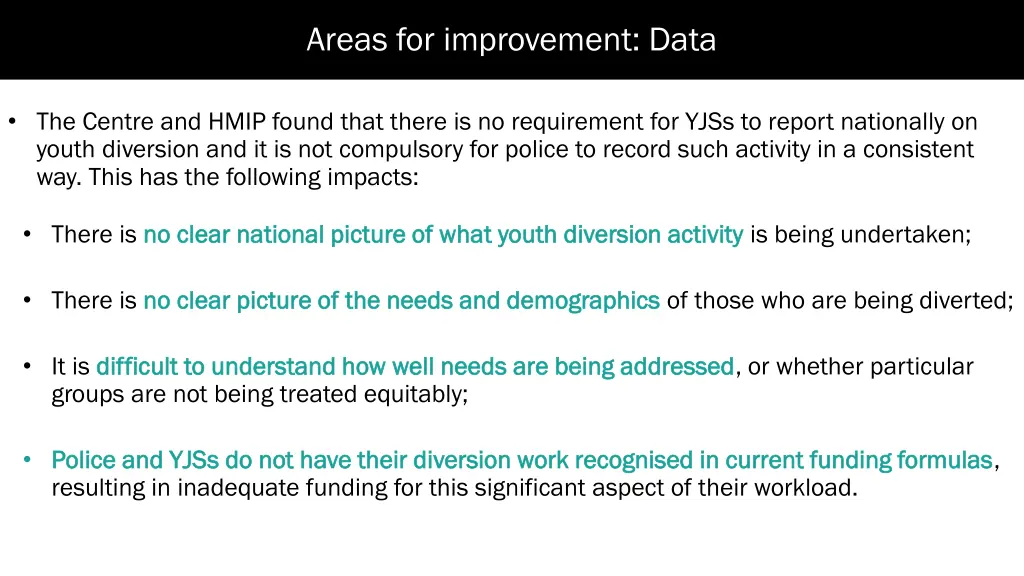 areas for improvement data