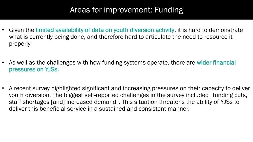 areas for improvement funding 1