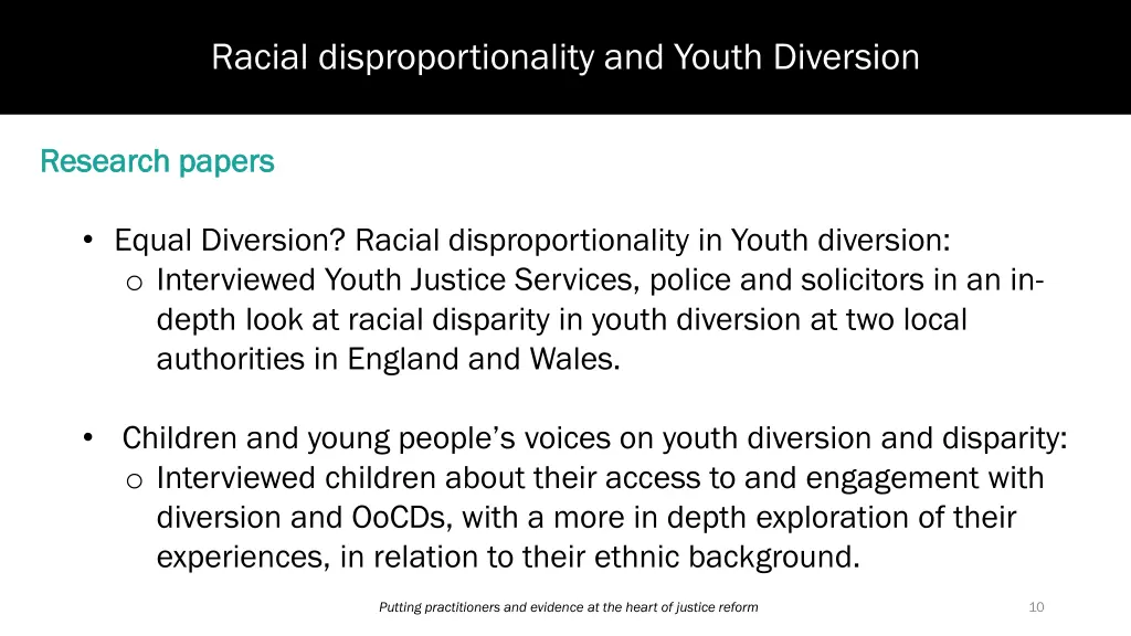 racial disproportionality and youth diversion