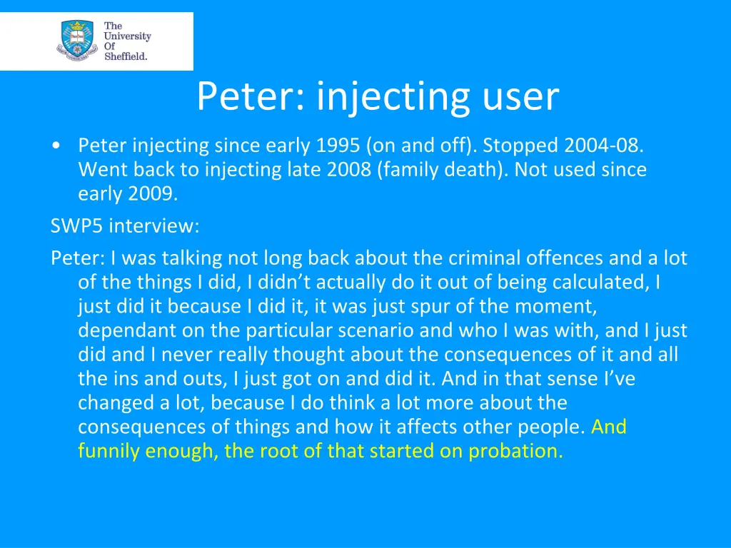 peter injecting user